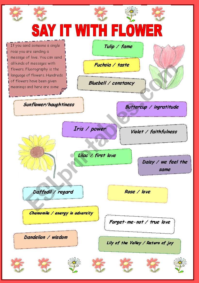 Say it with Flower worksheet