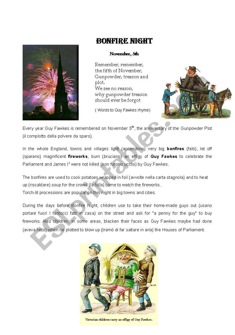 Bonfire Night worksheet