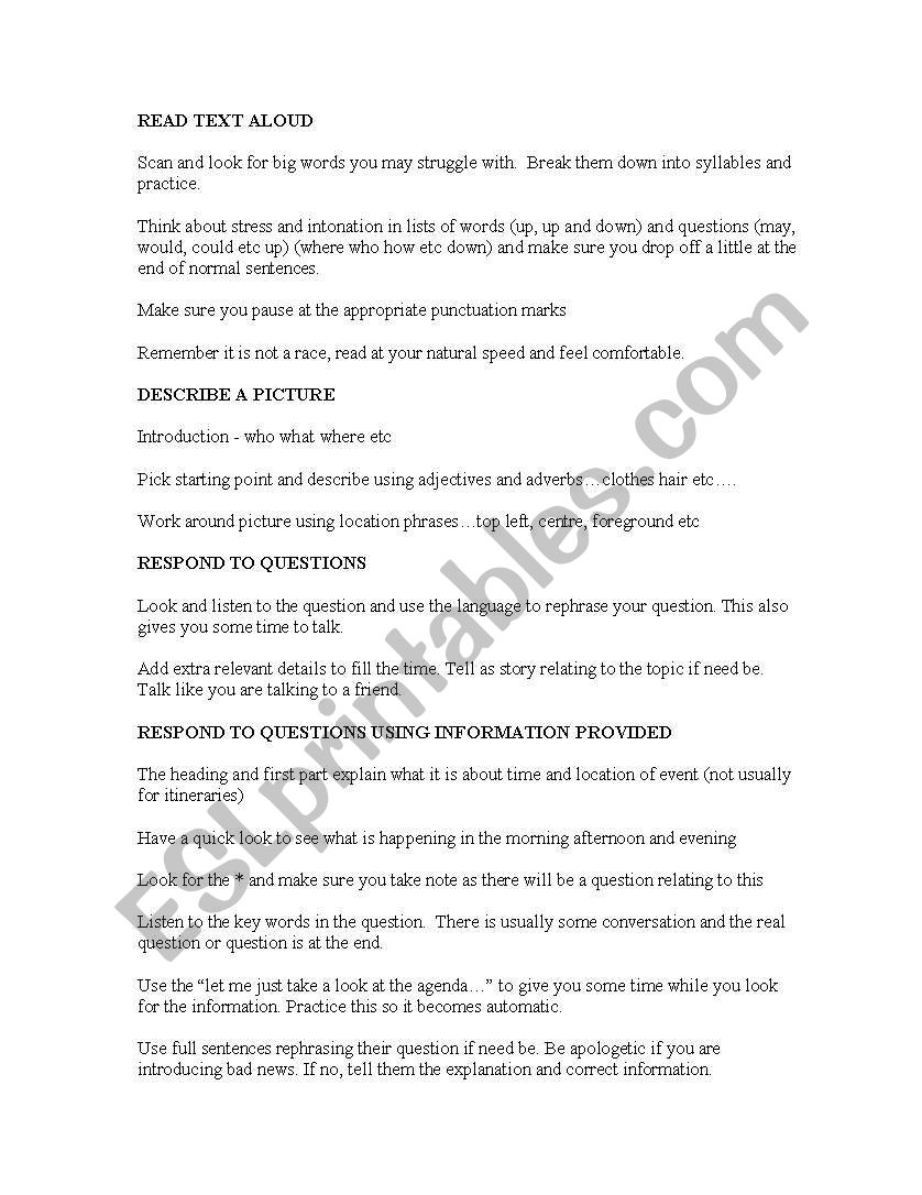 read text aloud worksheet