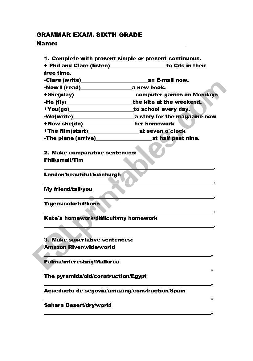 primary grammar worksheet