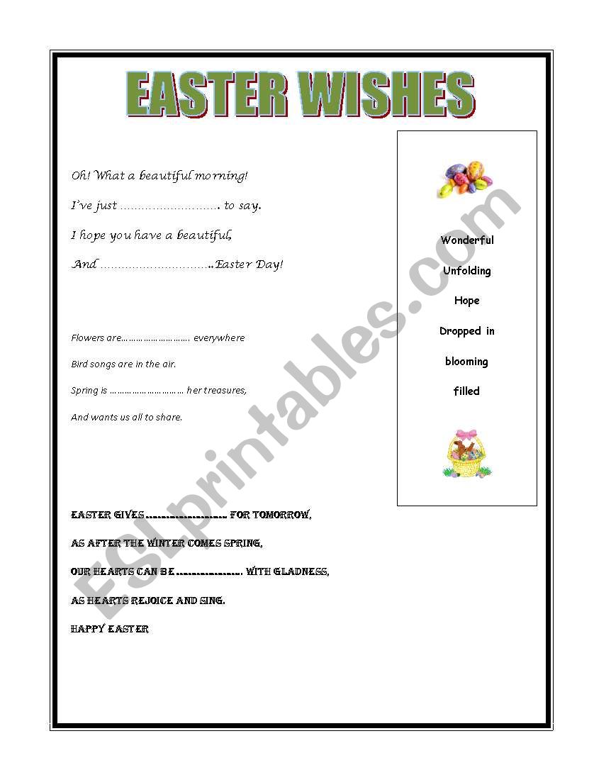 Easter wishes worksheet