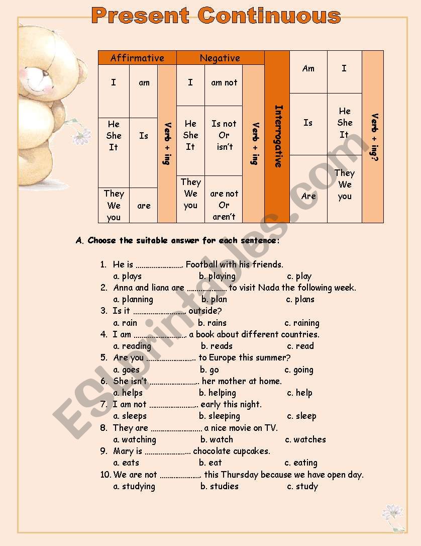 Present Continuous worksheet