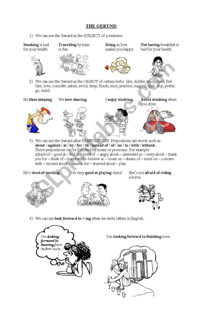 the Gerund worksheet
