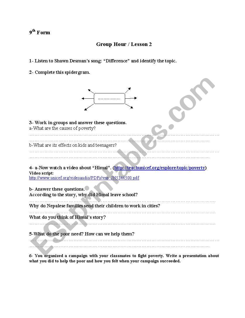 poverty worksheet