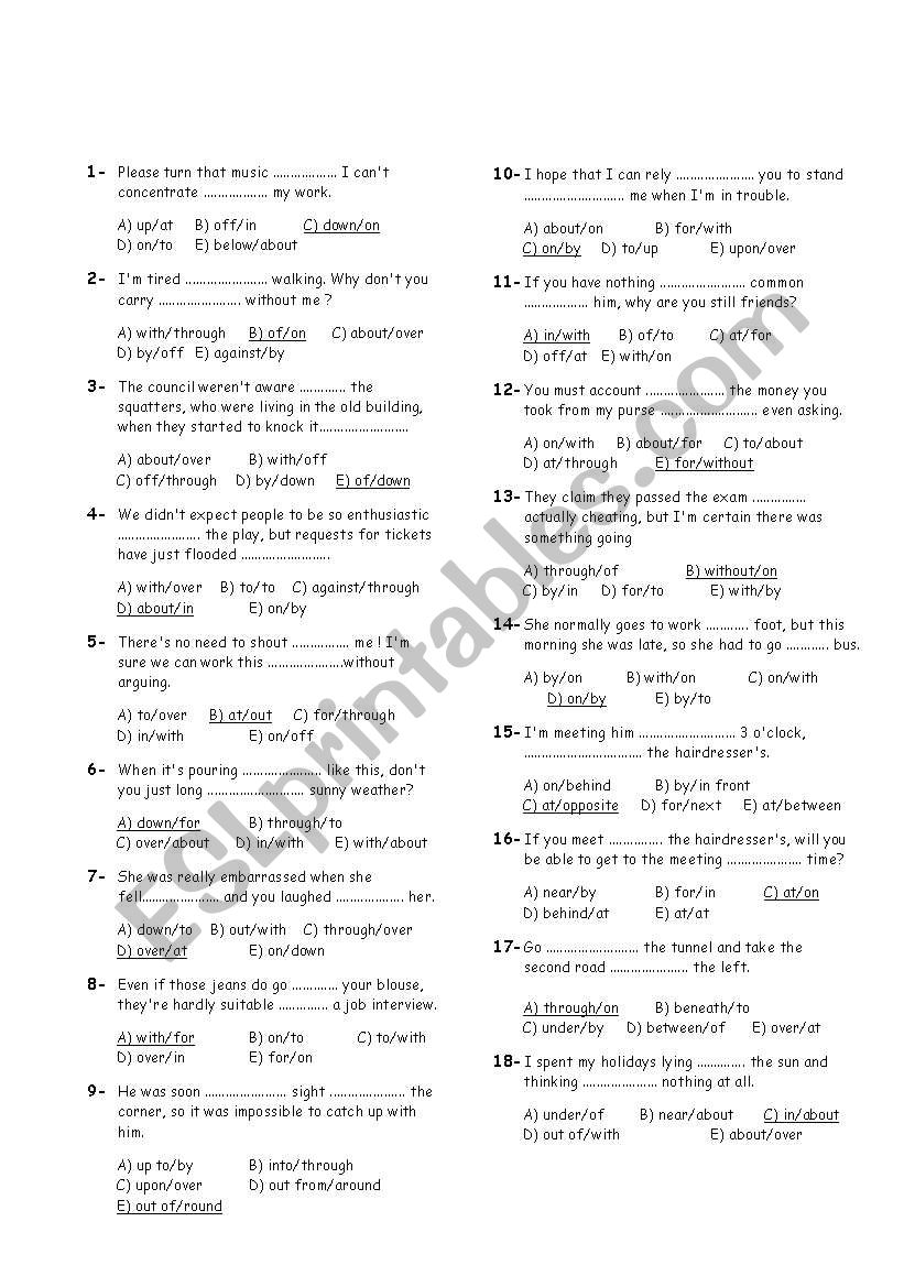 phrasal verbs worksheet