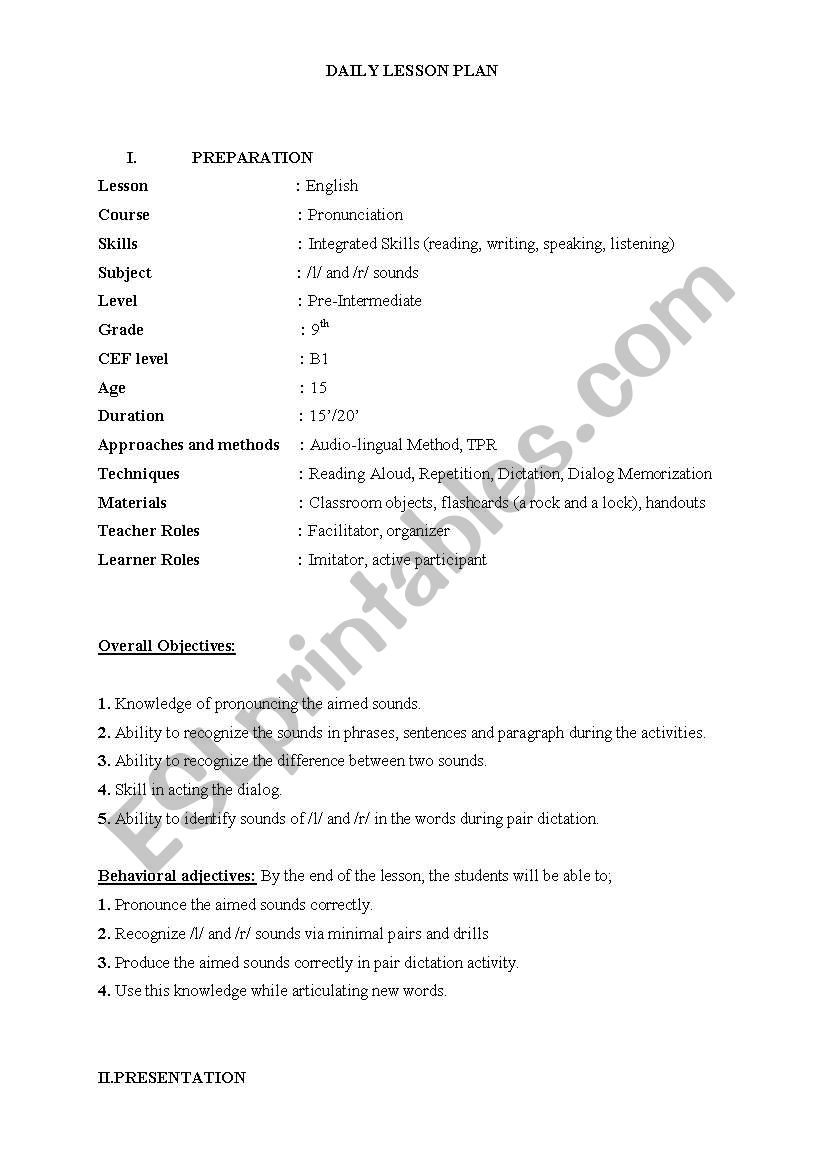 pronounciation worksheet