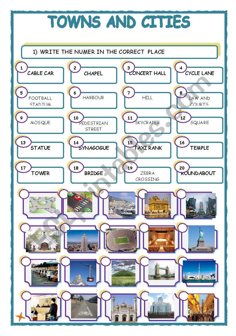 TOWNS AND CITIES worksheet
