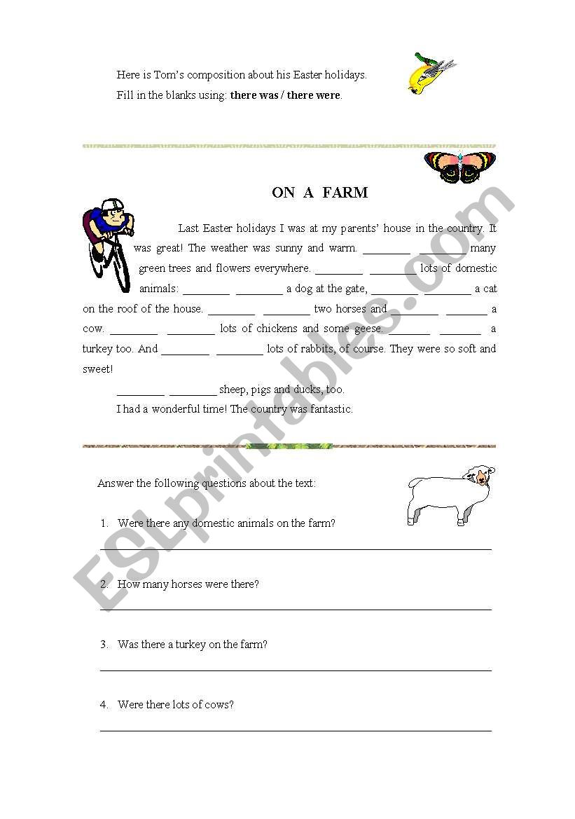 Easter Holidays - On a farm worksheet