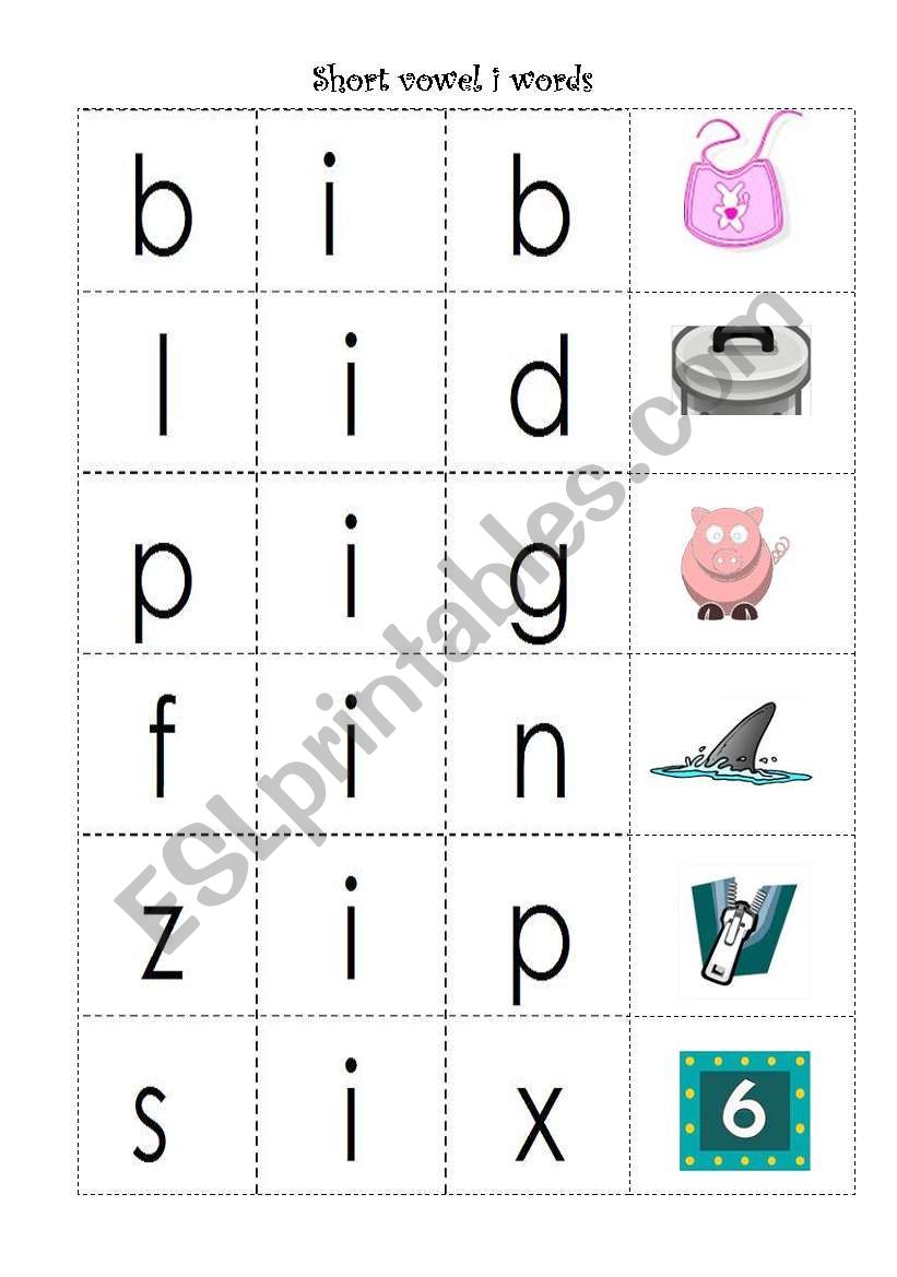 cvc words with short vowel i worksheet