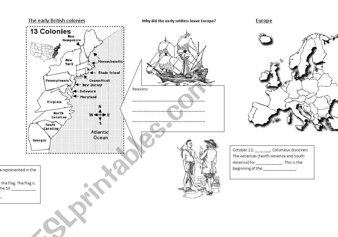 The Early Colonies  worksheet