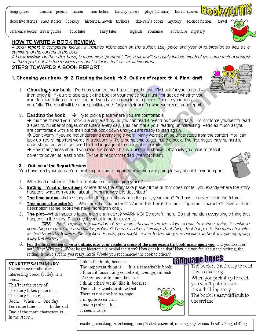 How to write a book report, Genres and Phrases