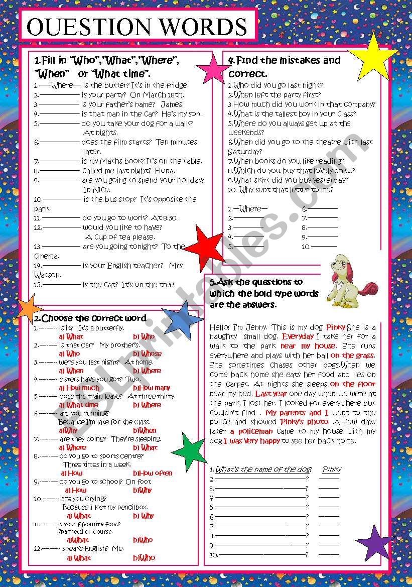 QUESTION WORDS worksheet