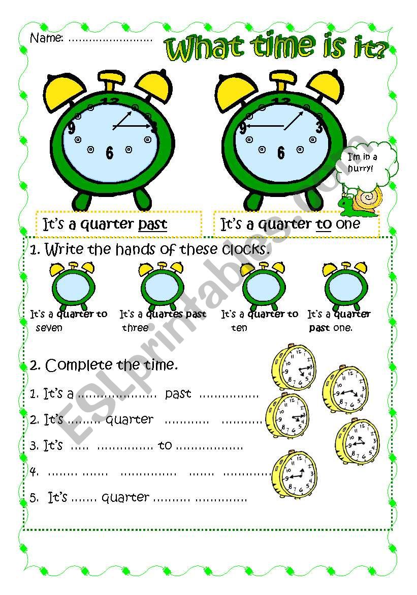 what time is it? 2 worksheet