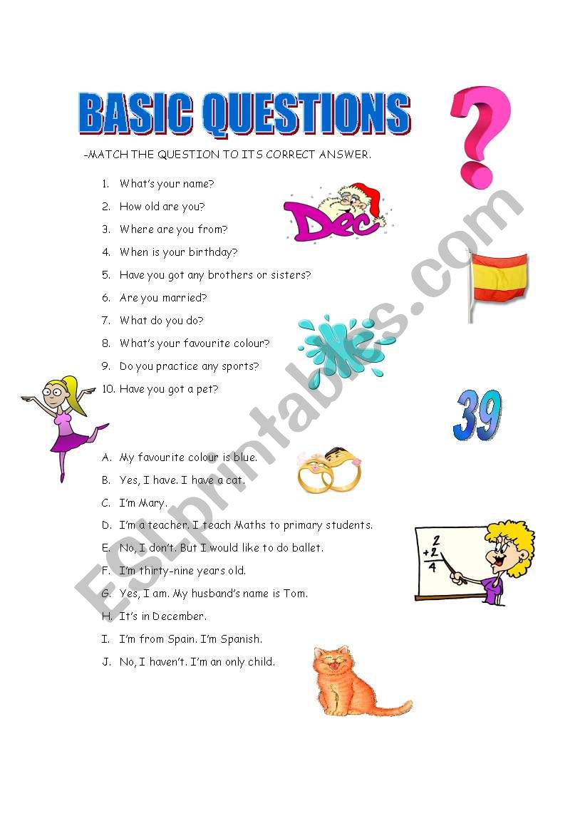 basic questions worksheet