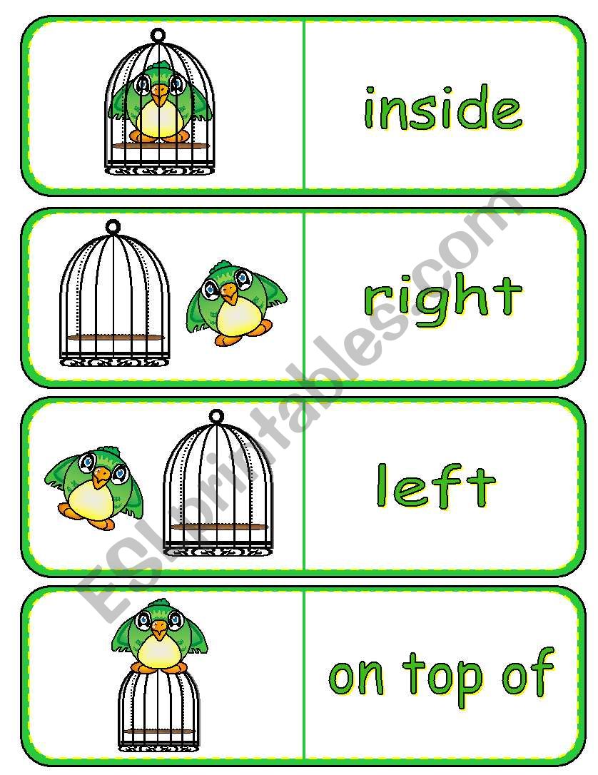 Where is the Bird Preposition Dominoes  and Memory Cards 1 of 2 (With Poster,  Poem and Drawing Activity)