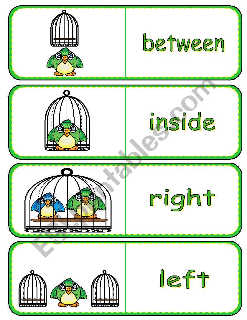 Where is the Bird Preposition Dominoes and Memory Cards 2 of 2 (With Poster,  Poem and Drawing Activity)