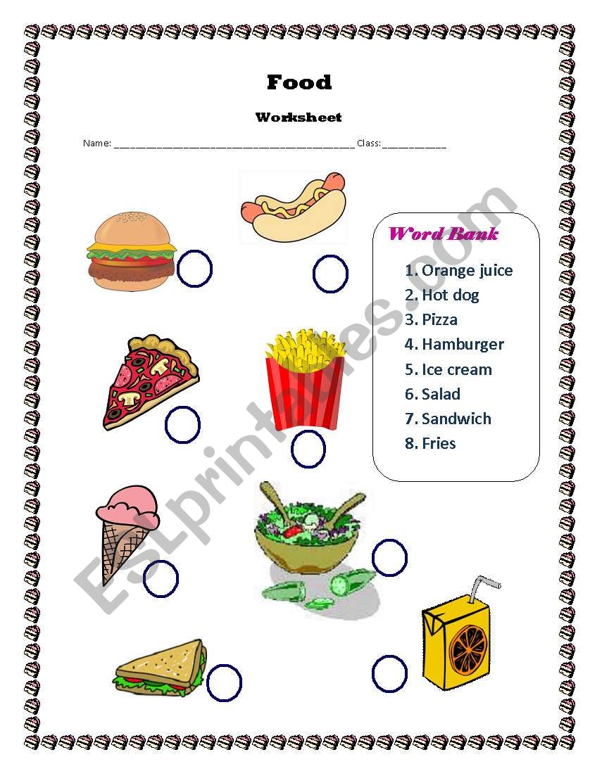 Food - Vocabulary Revision worksheet