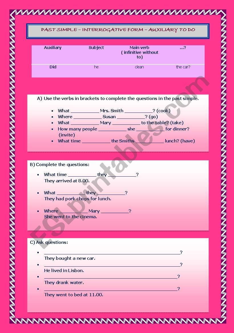 simple past worksheet