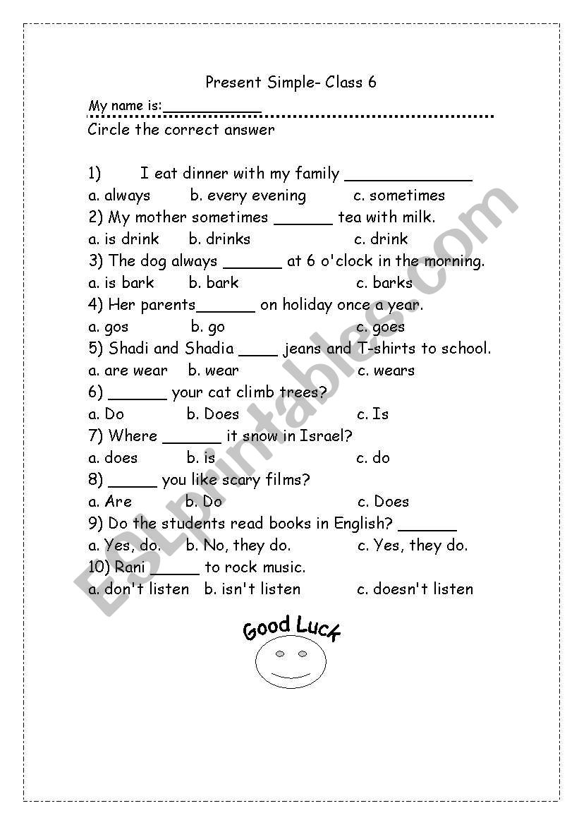 present simple tense worksheet