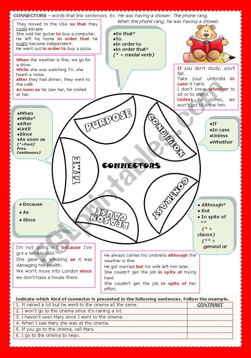 Connectors (with key) worksheet