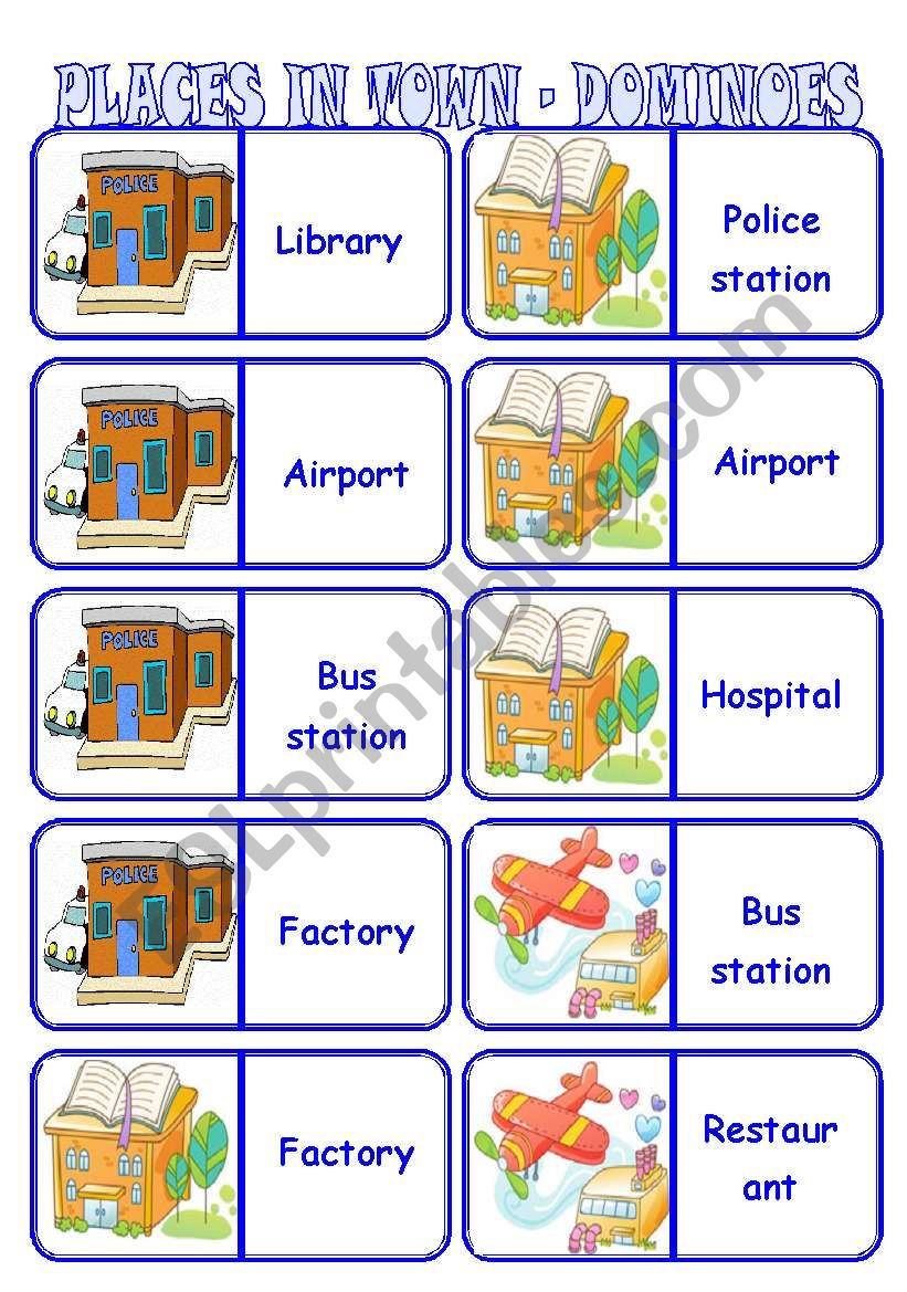 PLACES IN TOWN - DOMINOES - 3 PAGES