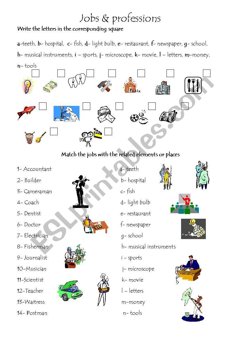 Jobs & professions worksheet