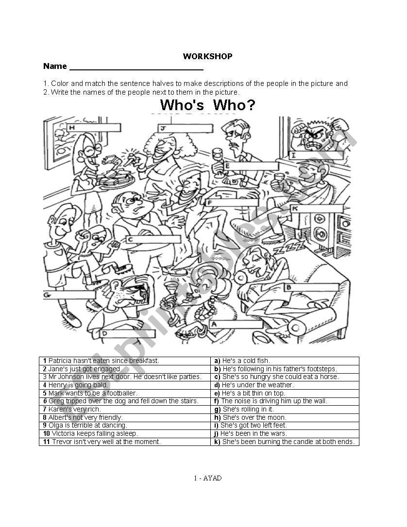 WHO IS WHO worksheet