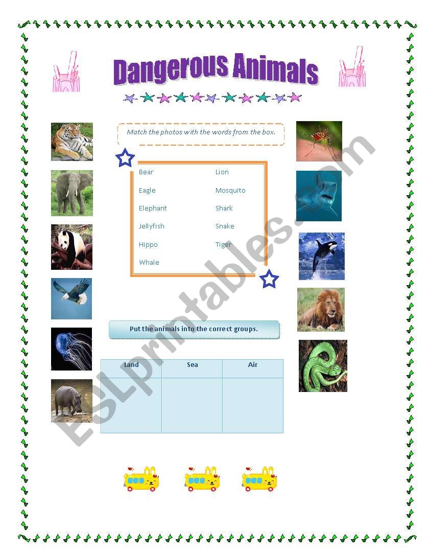 Dangerous Animals worksheet