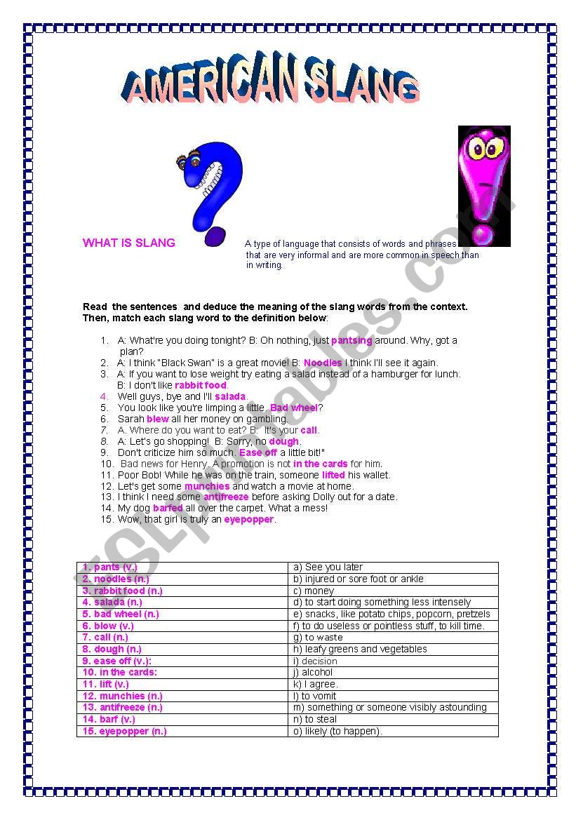 American Slang 2 worksheet