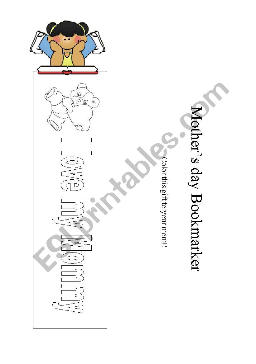 mothers day bookmark worksheet