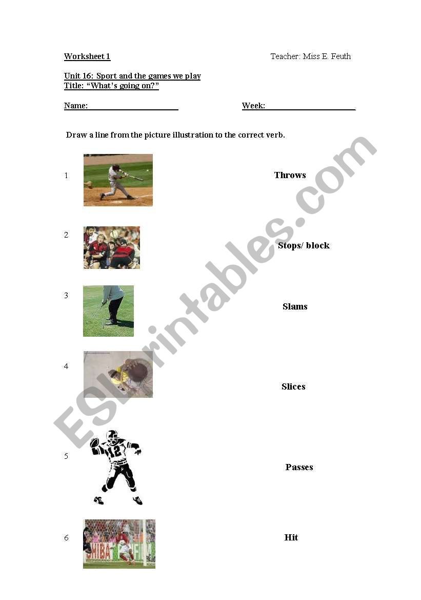 Sports and Games we play worksheet