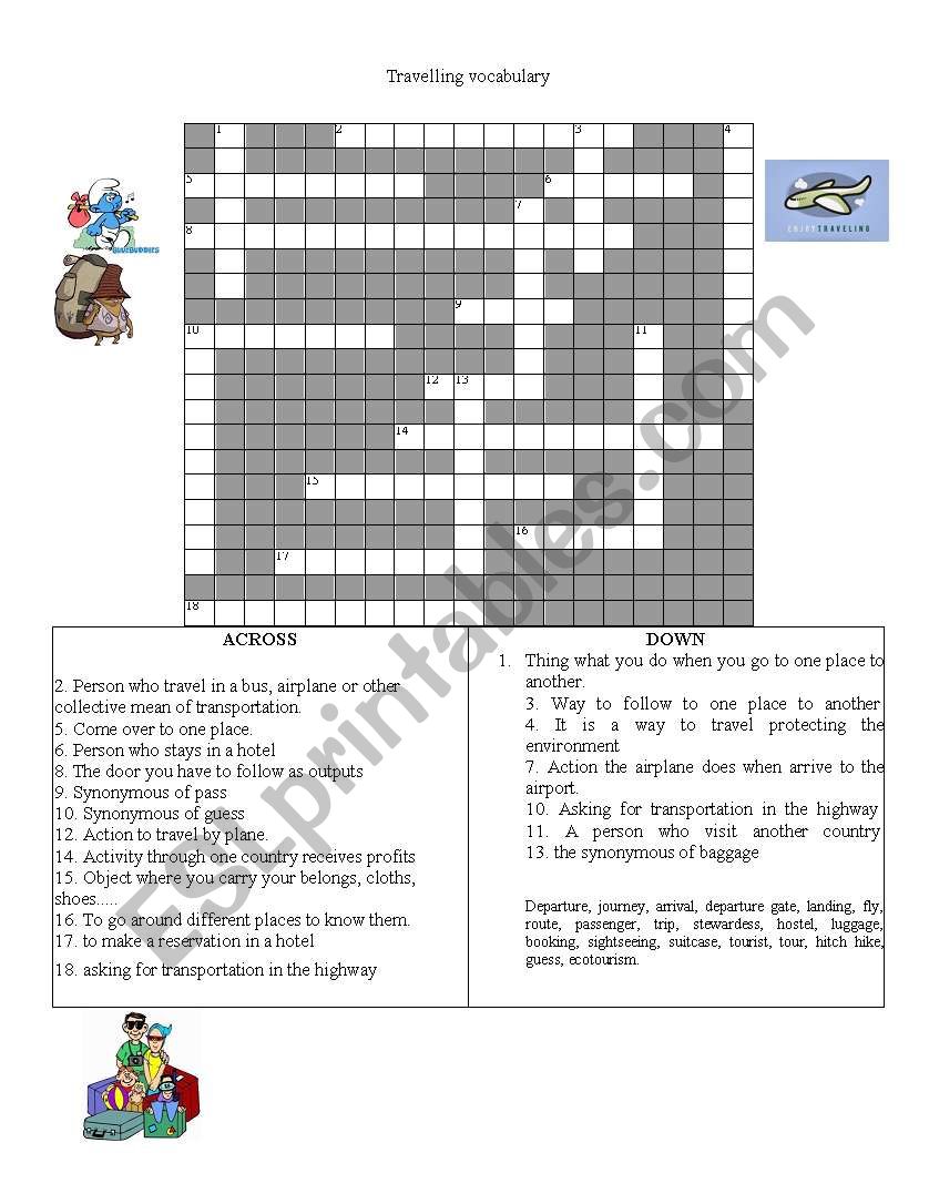 crossword vocabulary  worksheet