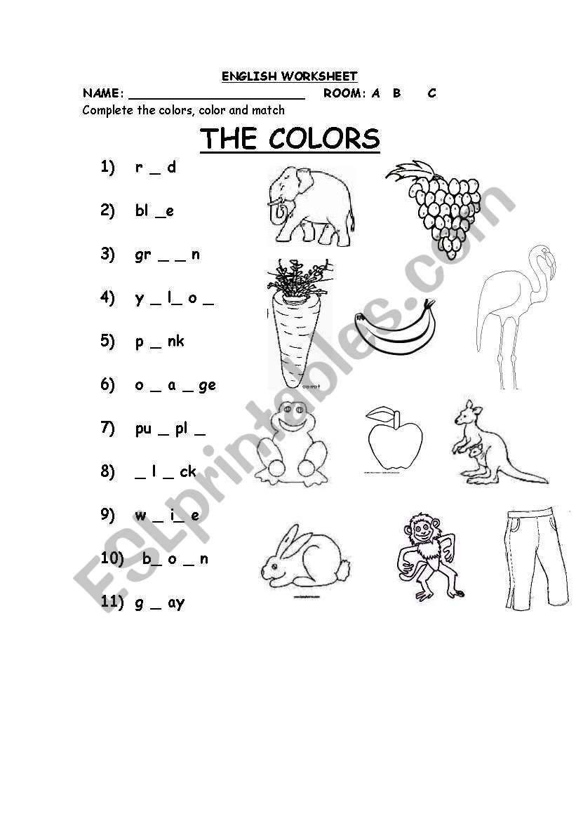 Colours around you worksheet