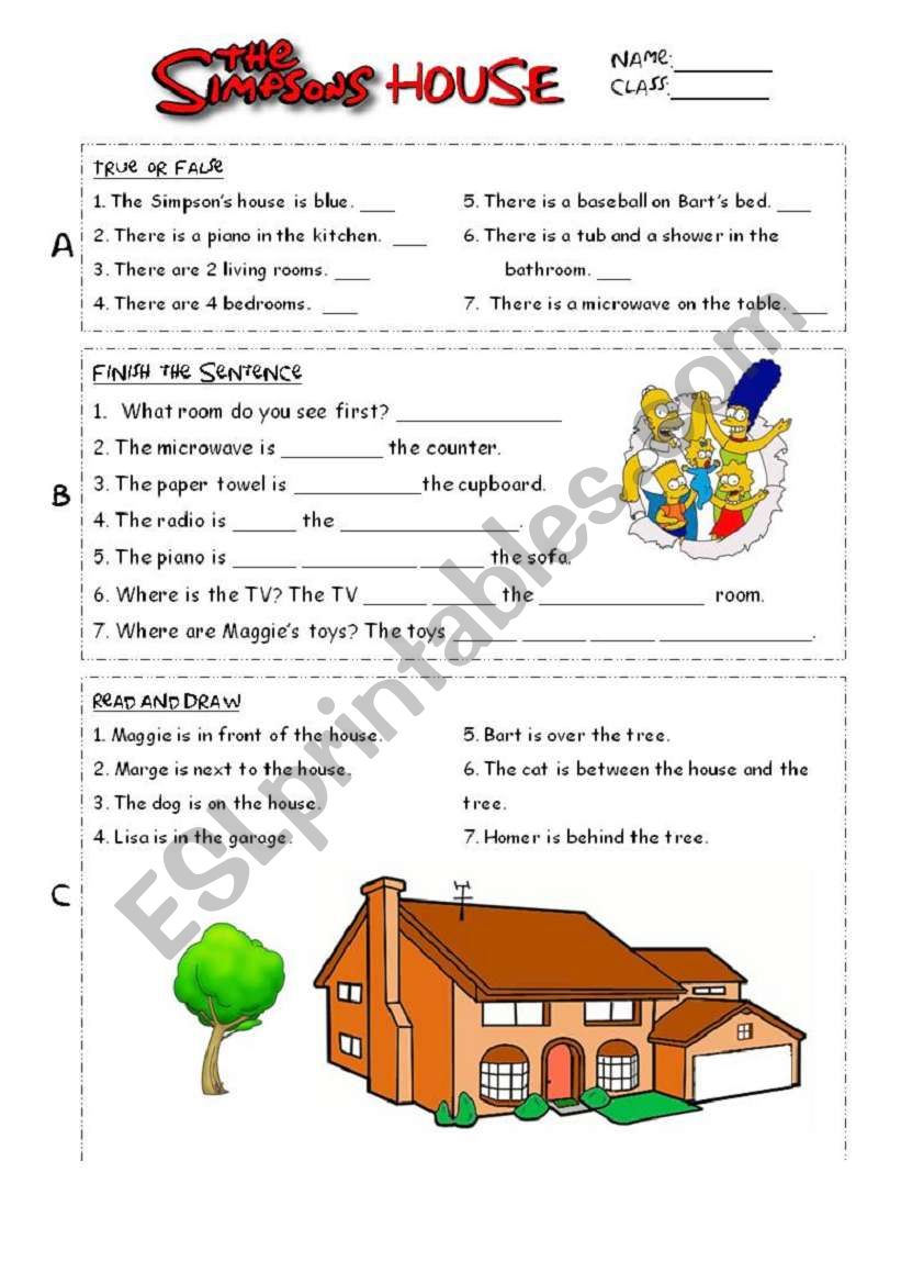 The Simpsons House - Prepositions of Place