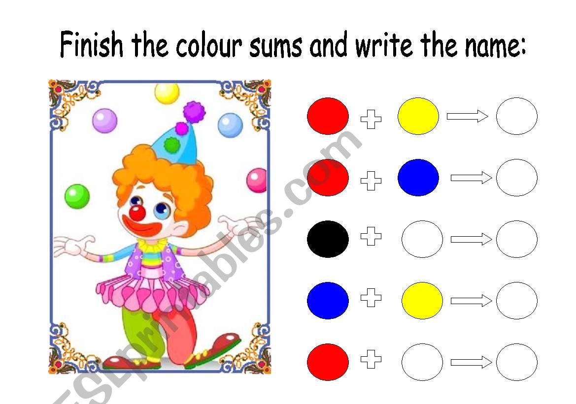 colours worksheet