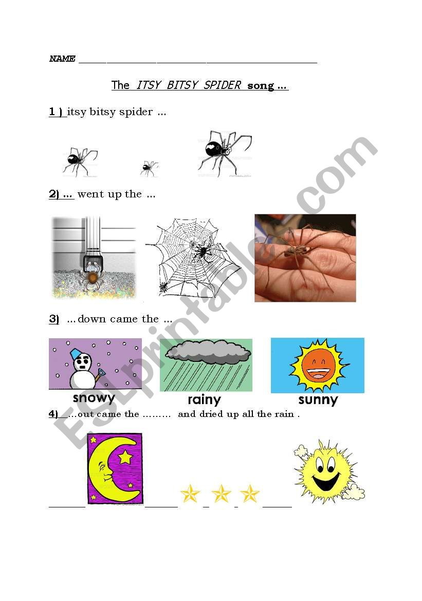 Itsy bitsy spider activity sheet