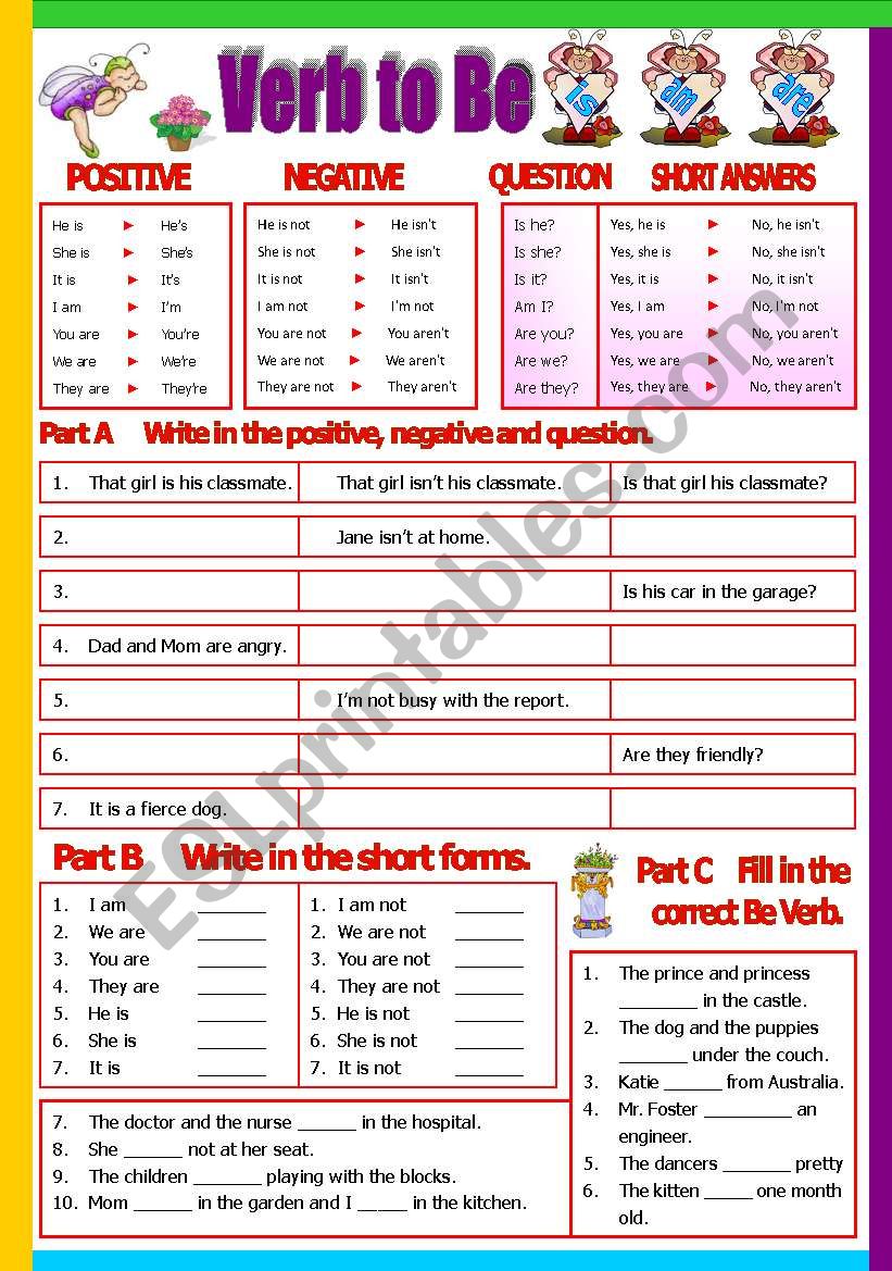 Verb To Be with keys worksheet