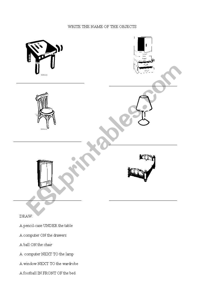 BEDROOM OBJECTS AND PREPOSITIONS