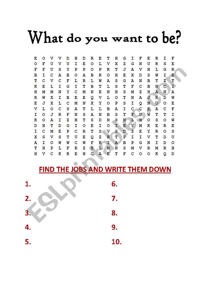 JOBS worksheet