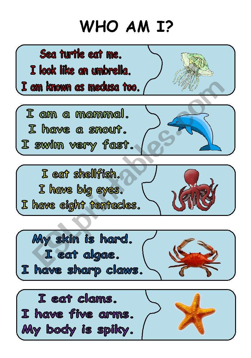 who am I? worksheet