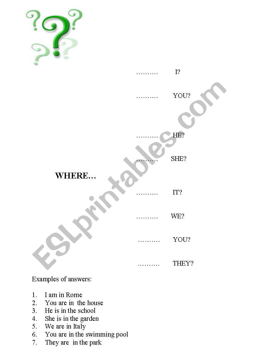 Where...? worksheet