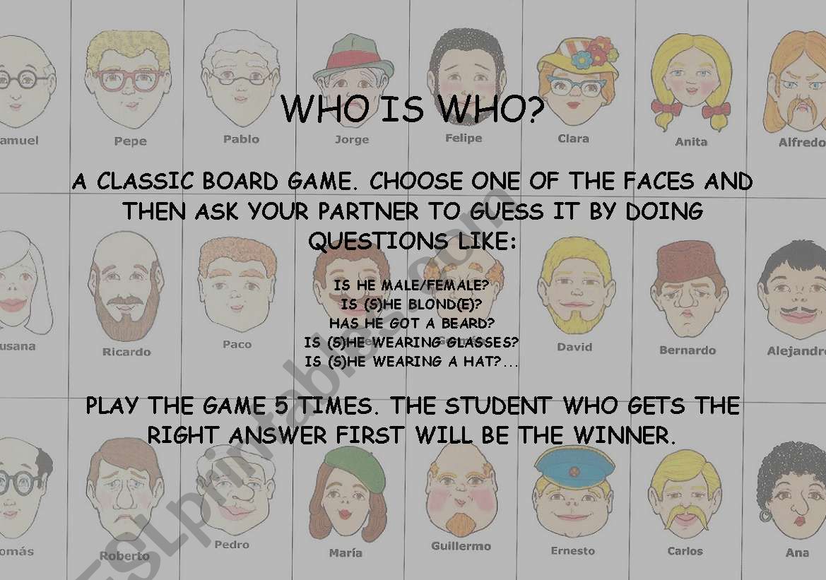 WHO IS WHO? (1/2) worksheet