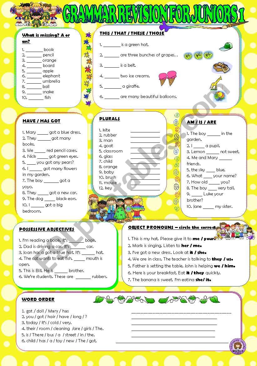 GRAMMAR REVISION FOR JUNIORS 1