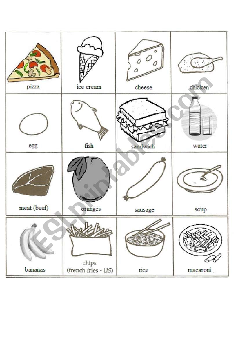 Food and drinks worksheet