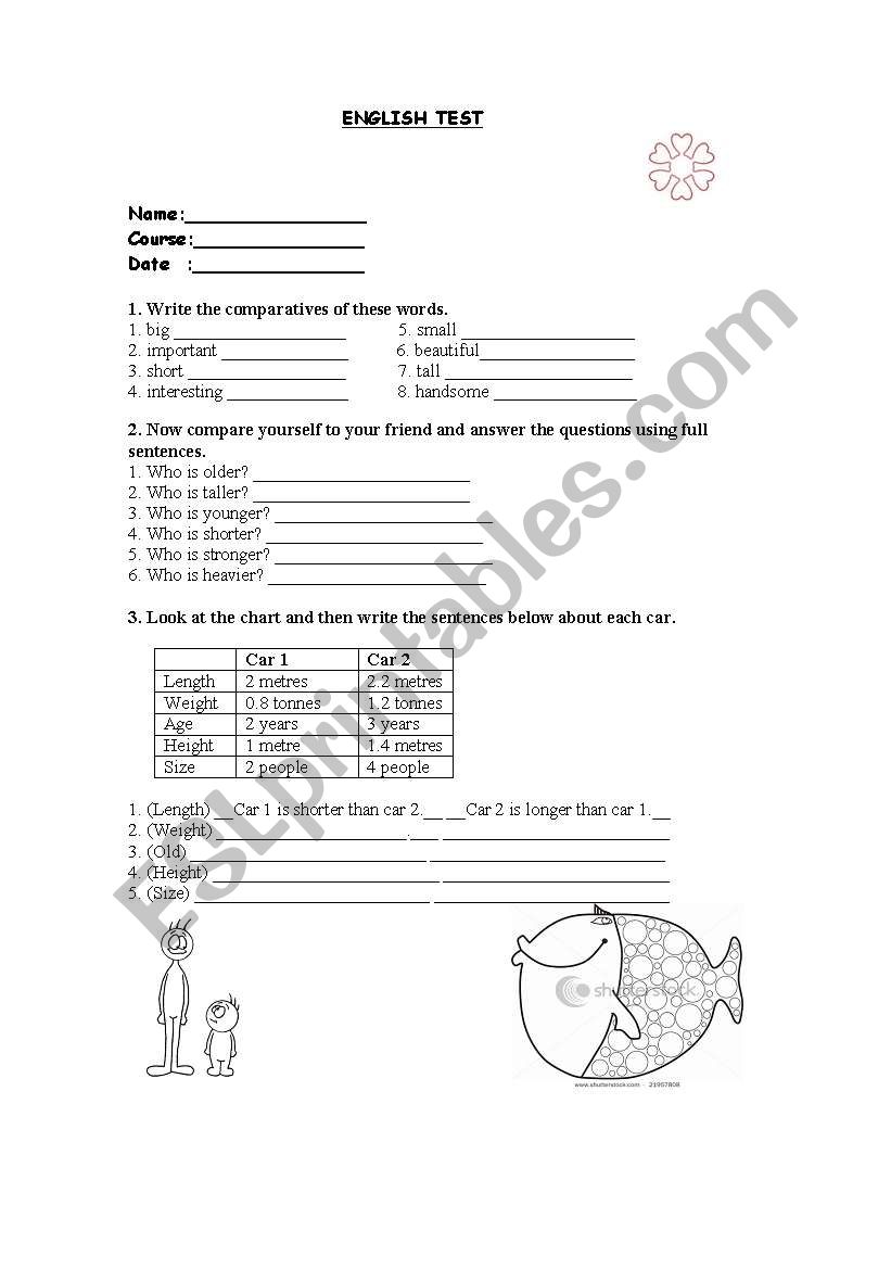 Comparative Test worksheet