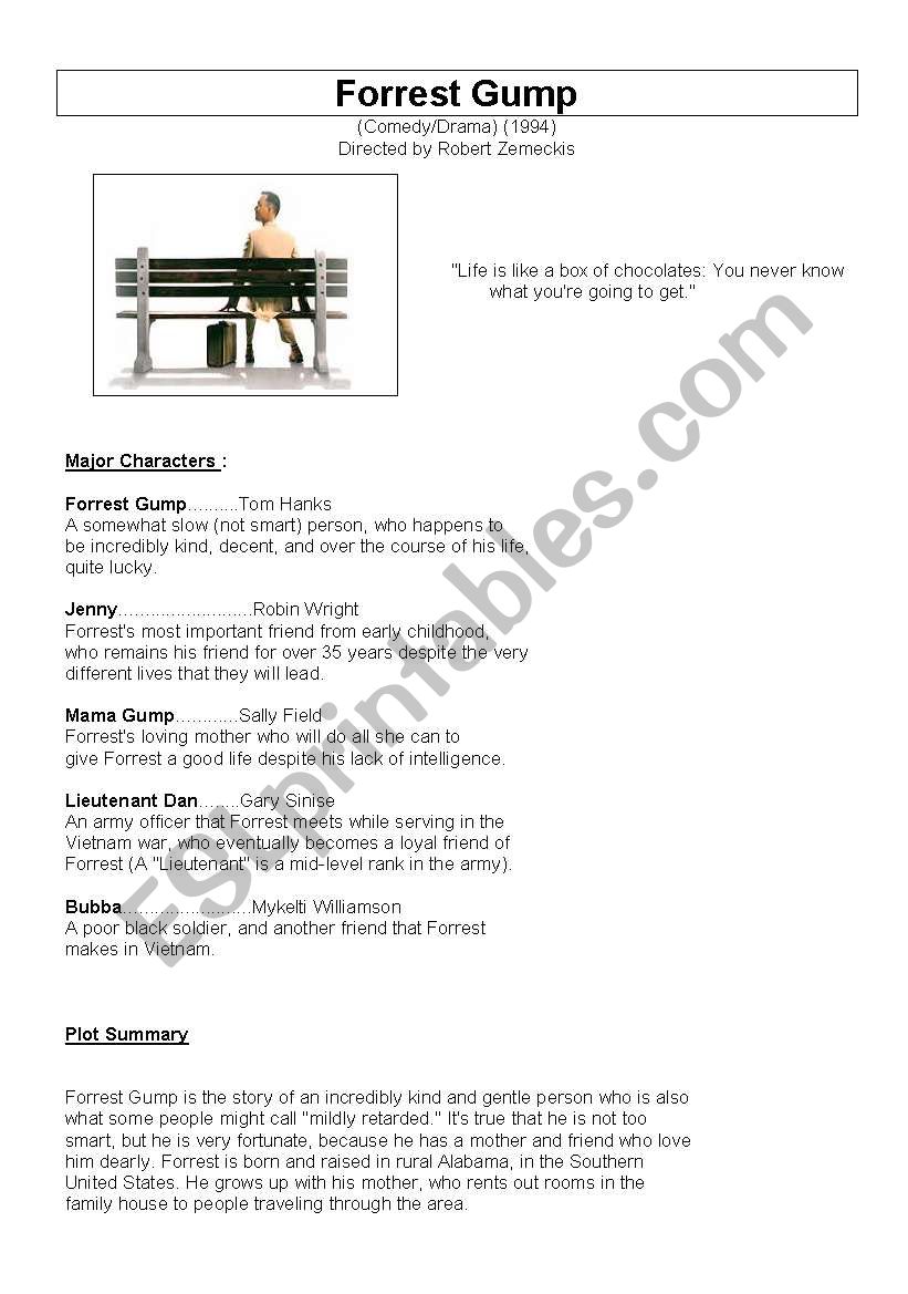 Forrest Gump worksheet