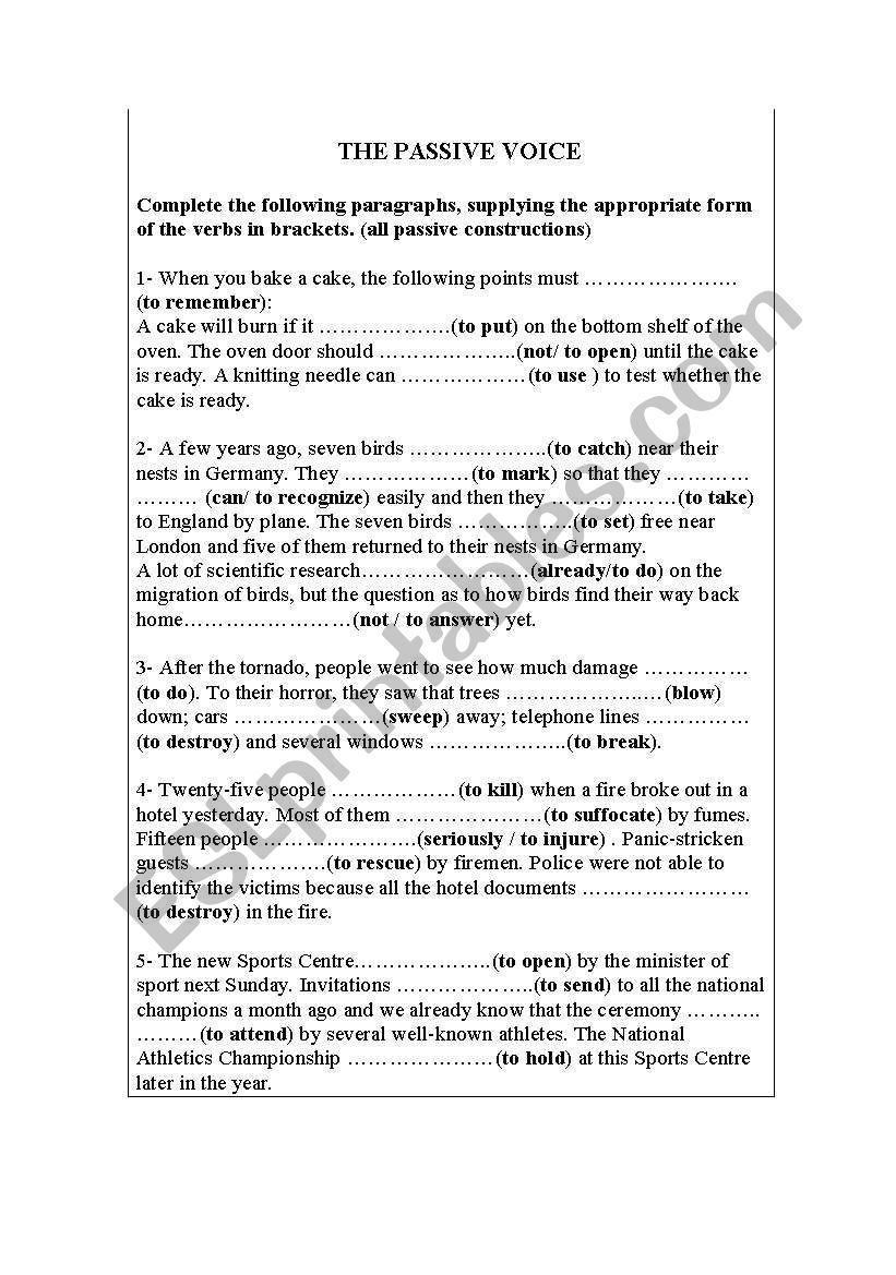 The passive voice worksheet