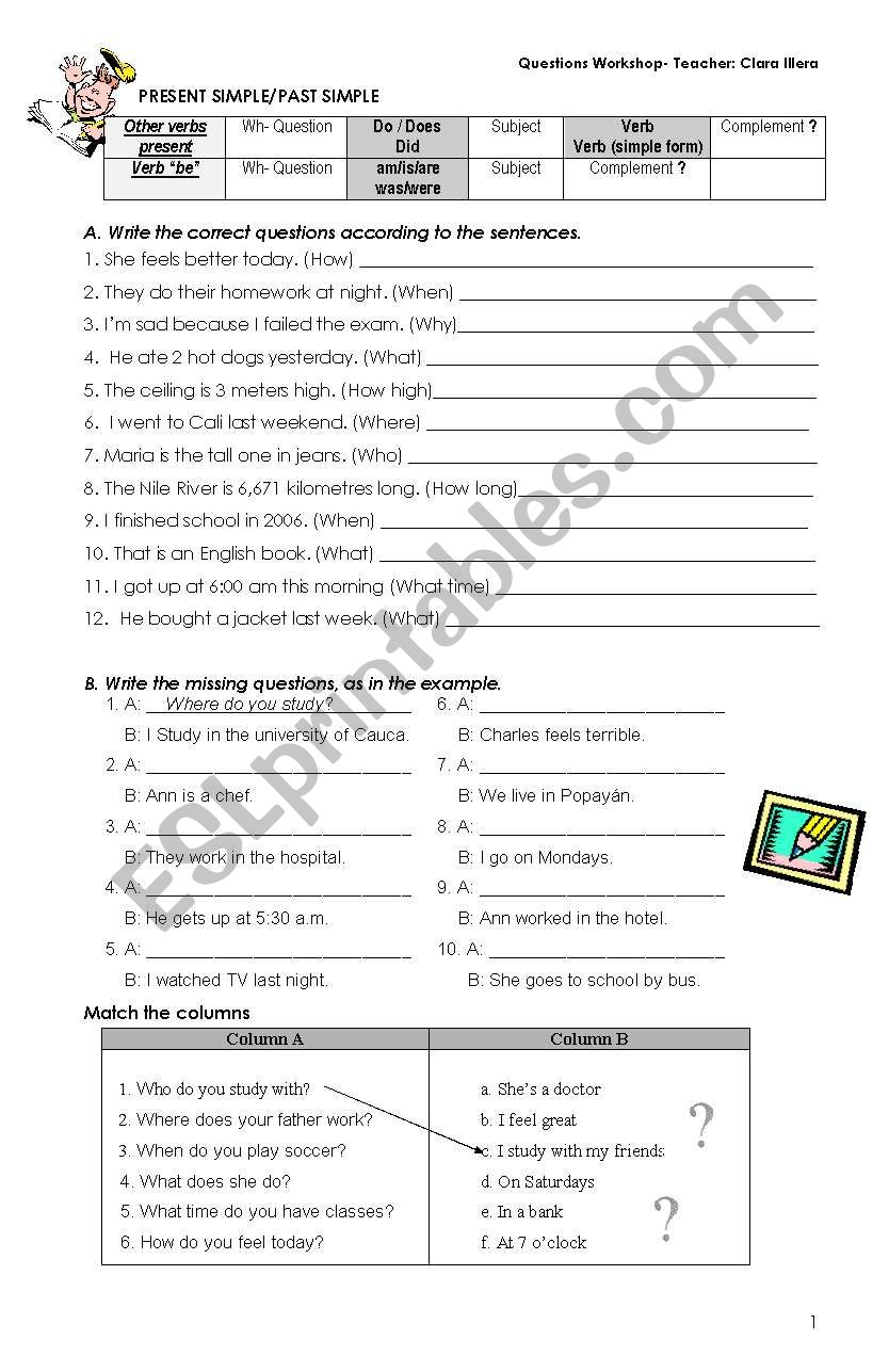 question words worksheet