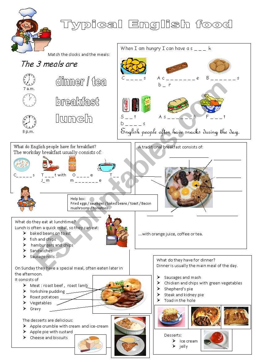 traditional English food + some / a