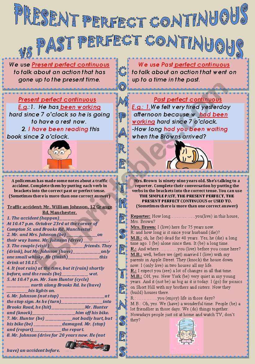 PRESENT PERFECT CONTINUOUS vs PAST PERFECT CONTINUOUS